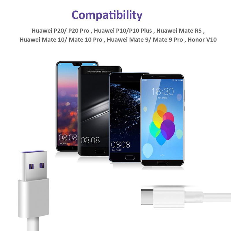 Usb c port cable quick charging data cable for Huawei