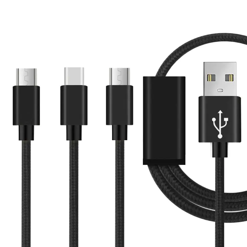3 in 1 Nylon Braided Multifunctional and Fast USB Charging Cable Compatible with Most Smart Phones