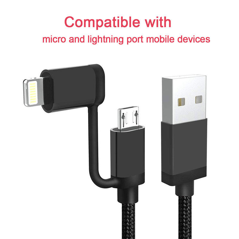Custom 2 in 1 cable most micro usb port mobile devices