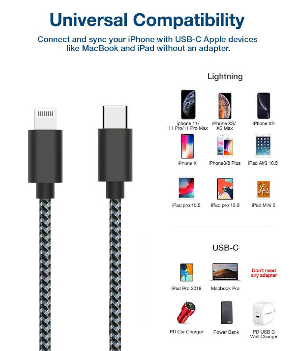 China USB C to lightning Fast Charging cable