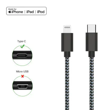 Best type c cable PD usb-c to lightning fast charging cable