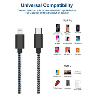 Best type c cable PD usb-c to lightning fast charging cable