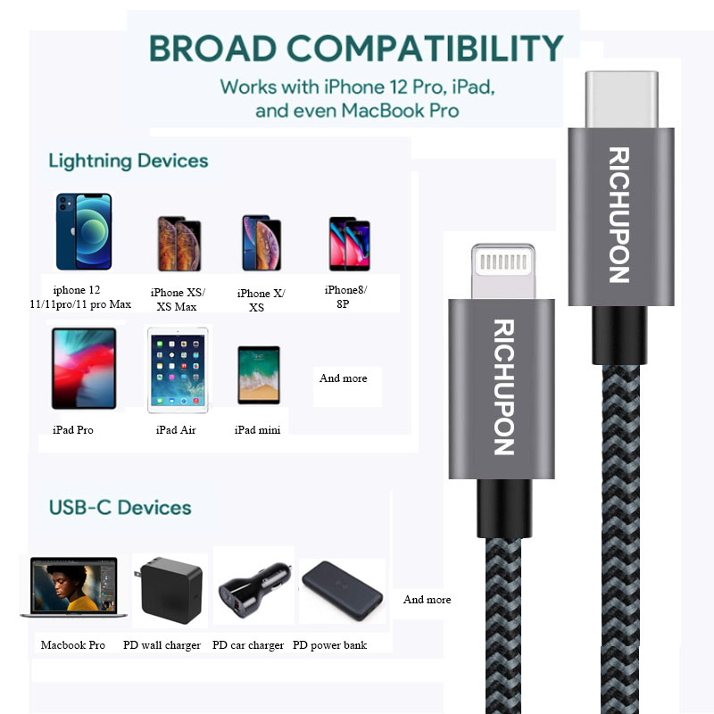Richupon New braided lightning cable for business for charging