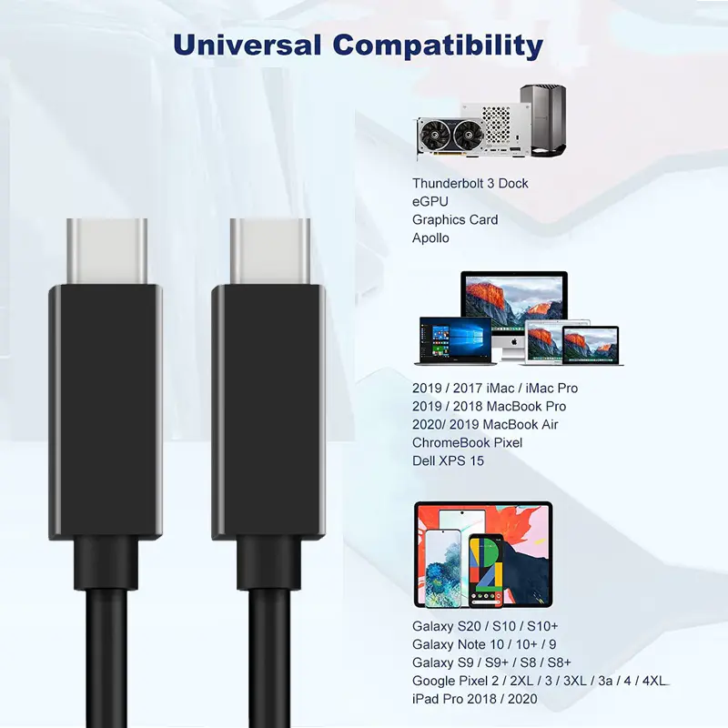 USB4 Cable, 40Gbps 100W Charging Support 8K@60Hz Video, Compatible with Thunderbolt 4/3