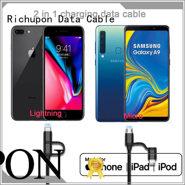 Richupon good quality 2 in 1 data cable overseas market for charging