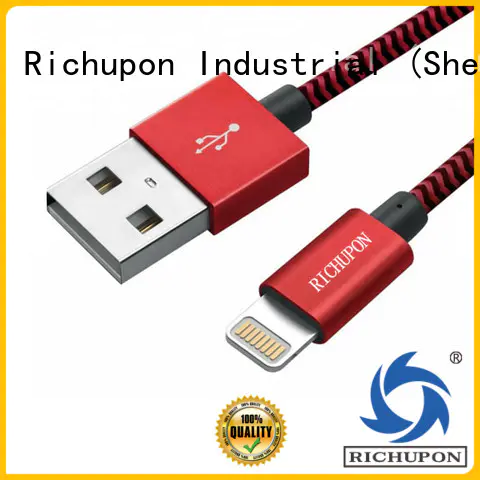 Red and black nylon braided charge and sync MFI certified lightning cable for iphone, ipod, ipad